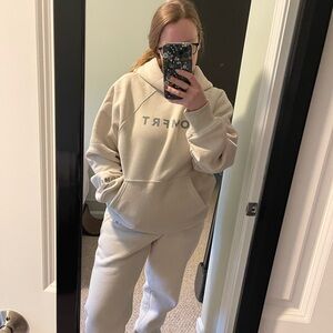 Comfrt Heavy Weight Beige Women's Sweatshirt & Joggers